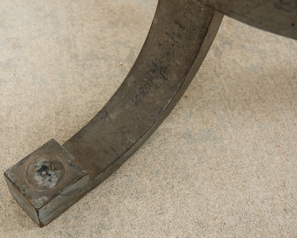 Neoclassical Greek Key Iron Marble Top Drinks Table