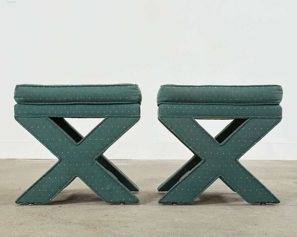 Pair of Billy Baldwin Style Midcentury X-Form Benches