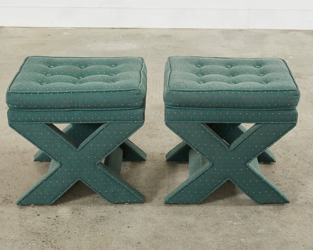 Pair of Billy Baldwin Style Midcentury X-Form Benches