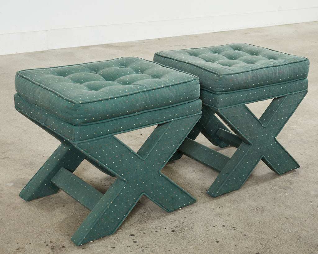 Pair of Billy Baldwin Style Midcentury X-Form Benches