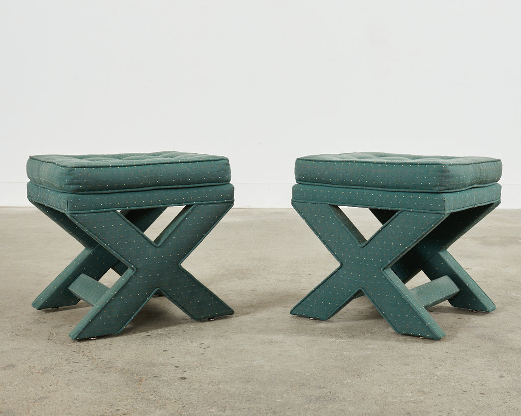 Pair of Billy Baldwin Style Midcentury X-Form Benches