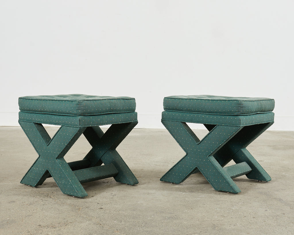 Pair of Billy Baldwin Style Midcentury X-Form Benches