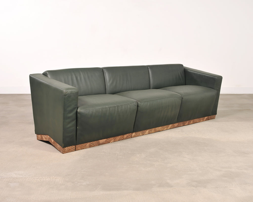Dakota Jackson Art Deco Style Cuba Sofa in Bronze and Leather