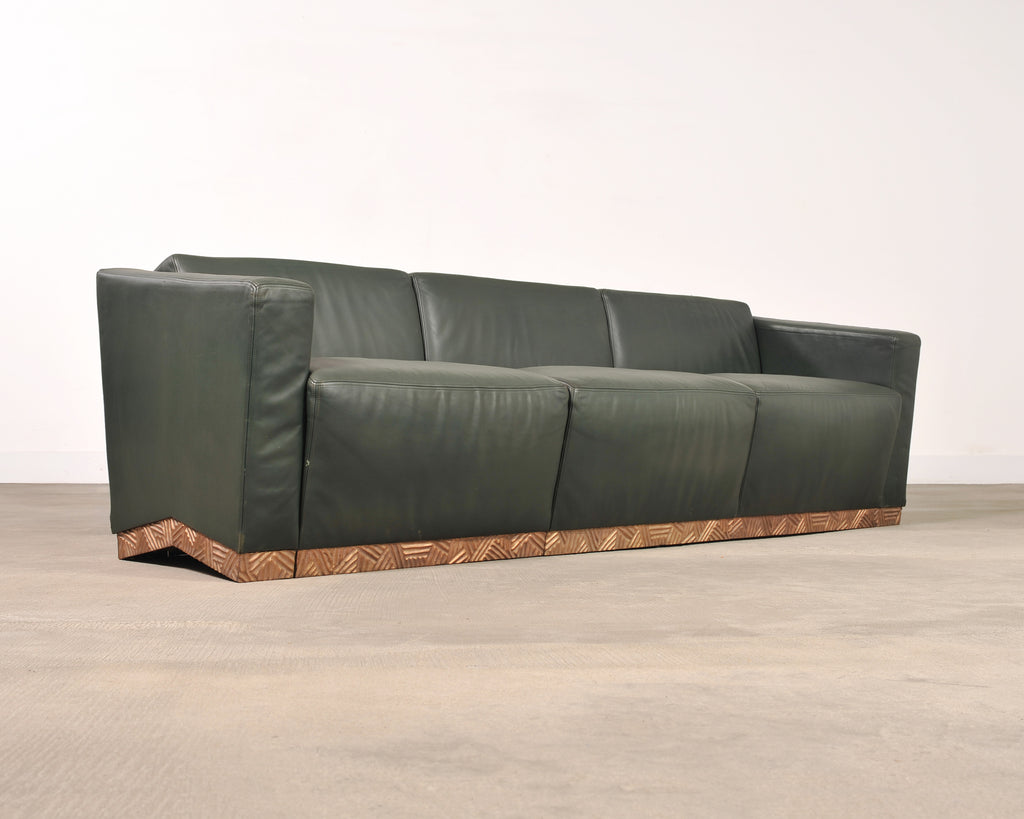 Dakota Jackson Art Deco Style Cuba Sofa in Bronze and Leather