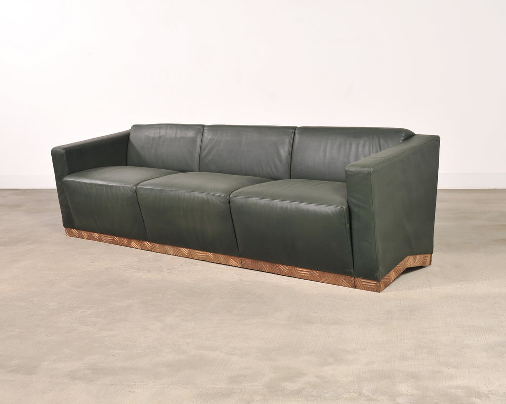 Dakota Jackson Art Deco Style Cuba Sofa in Bronze and Leather