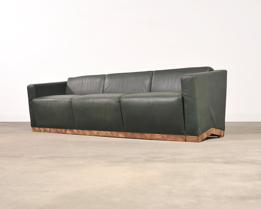 Dakota Jackson Art Deco Style Cuba Sofa in Bronze and Leather