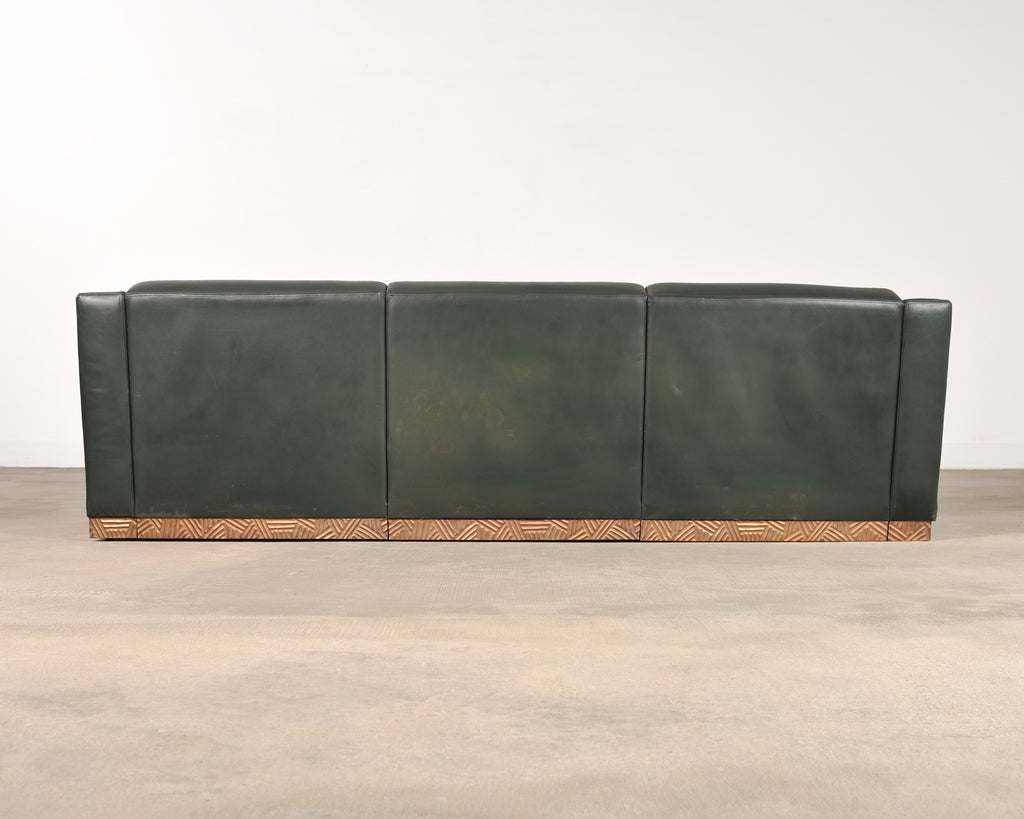 Dakota Jackson Art Deco Style Cuba Sofa in Bronze and Leather