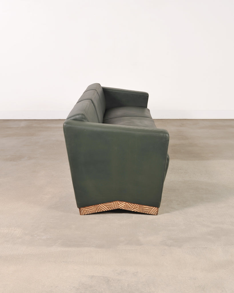 Dakota Jackson Art Deco Style Cuba Sofa in Bronze and Leather