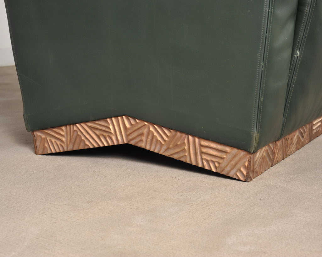 Dakota Jackson Art Deco Style Cuba Sofa in Bronze and Leather