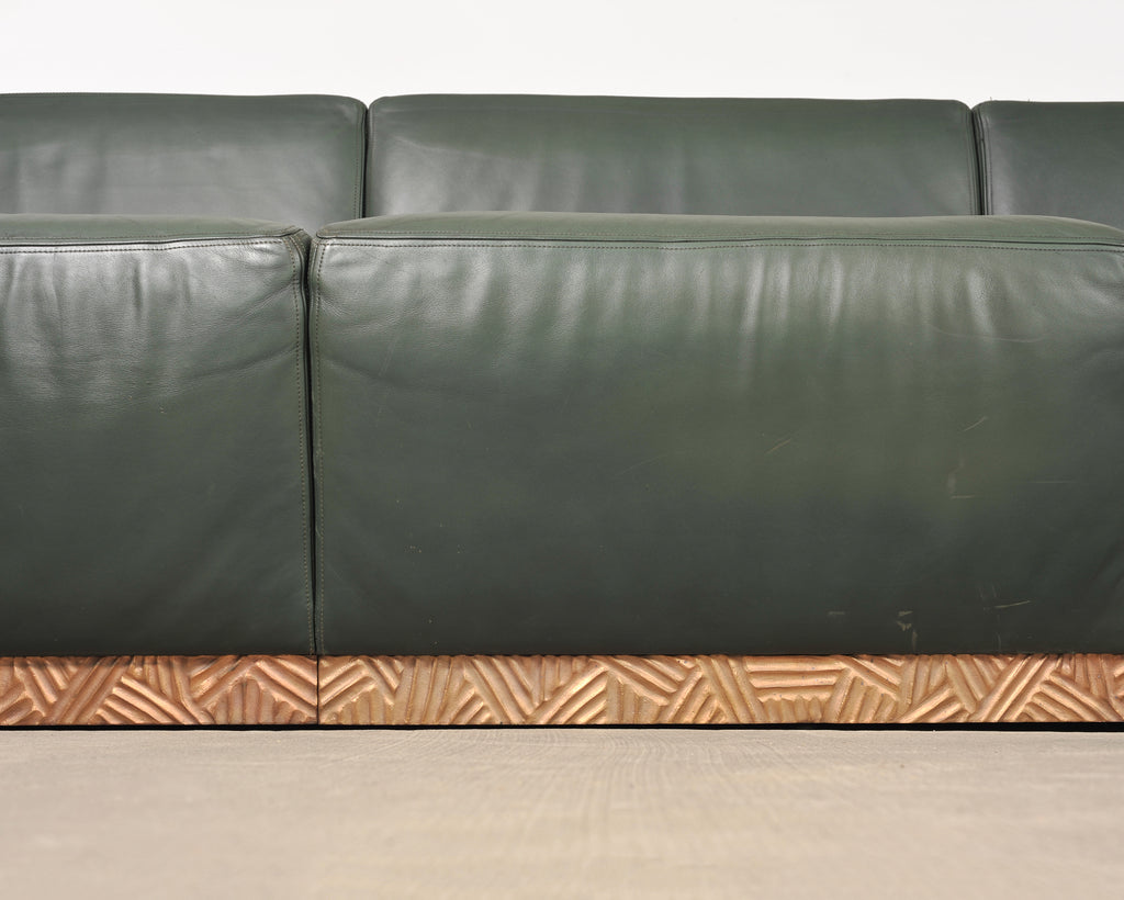 Dakota Jackson Art Deco Style Cuba Sofa in Bronze and Leather