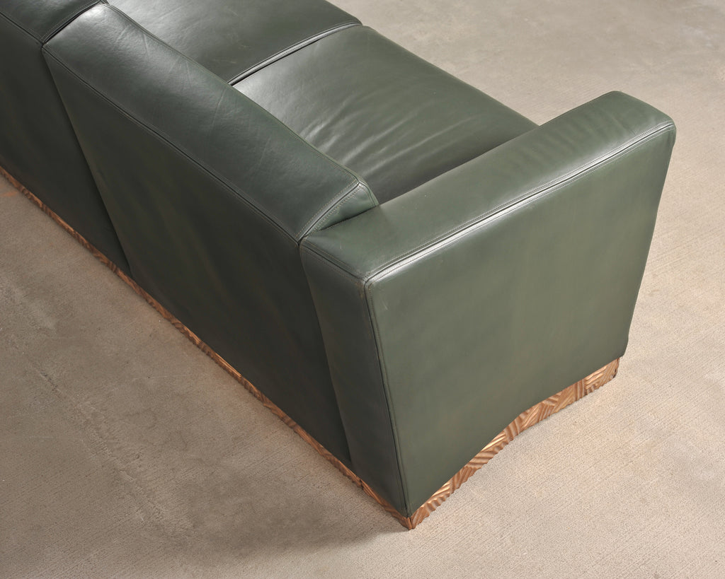 Dakota Jackson Art Deco Style Cuba Sofa in Bronze and Leather