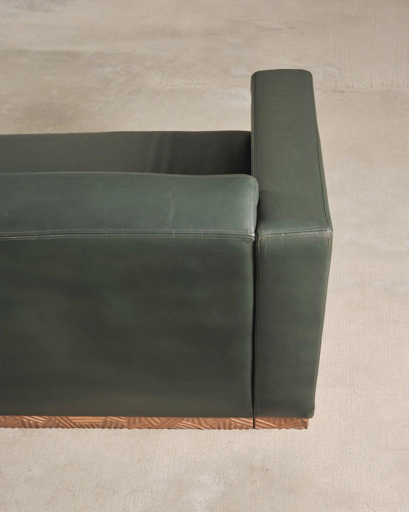 Dakota Jackson Art Deco Style Cuba Sofa in Bronze and Leather