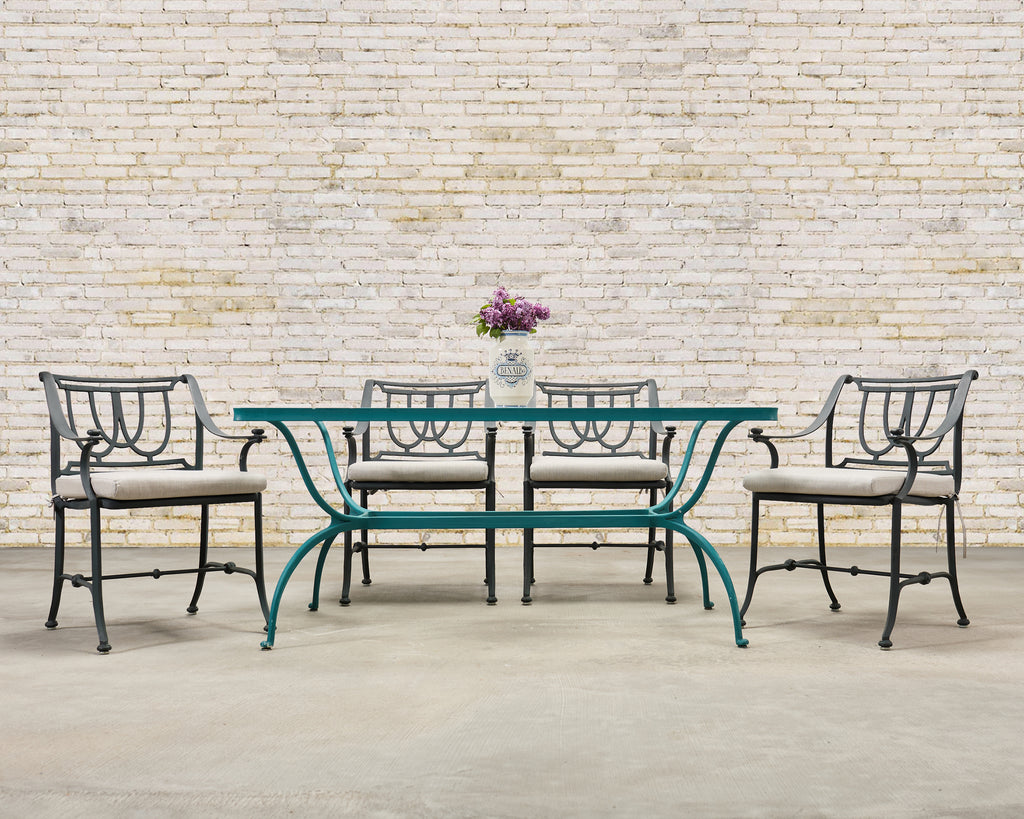 Set of Four Brown Jordan-Style Neoclassical Garden Armchairs