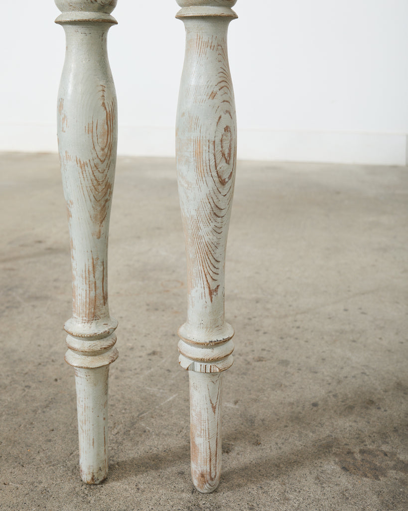 Pair of Swedish Gustavian Style Painted Pine Demilune Consoles