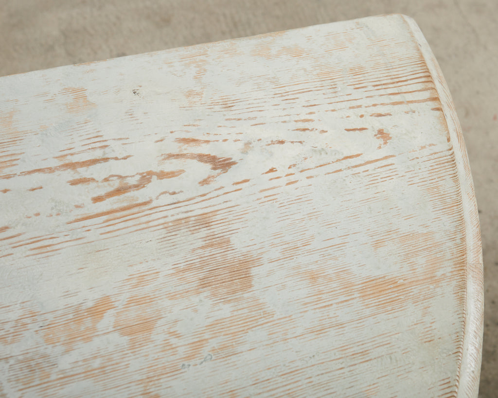 Pair of Swedish Gustavian Style Painted Pine Demilune Consoles