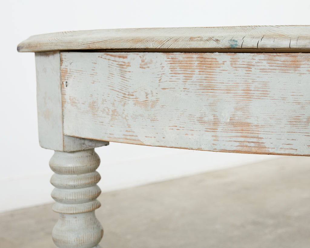 Pair of Swedish Gustavian Style Painted Pine Demilune Consoles