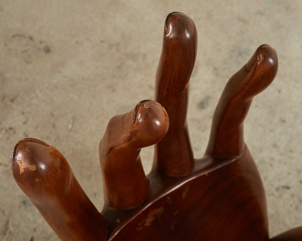 Pedro Friedeberg Style Two Hands Carved Walnut Drink Table