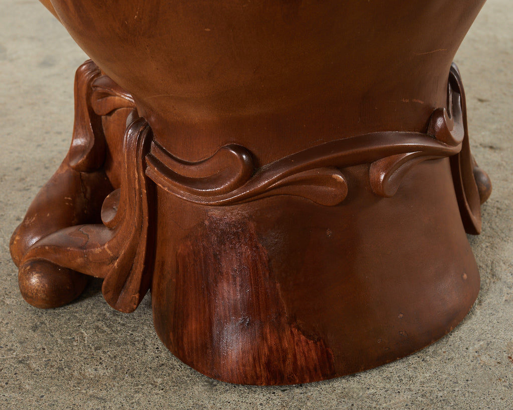 Pedro Friedeberg Style Two Hands Carved Walnut Drink Table