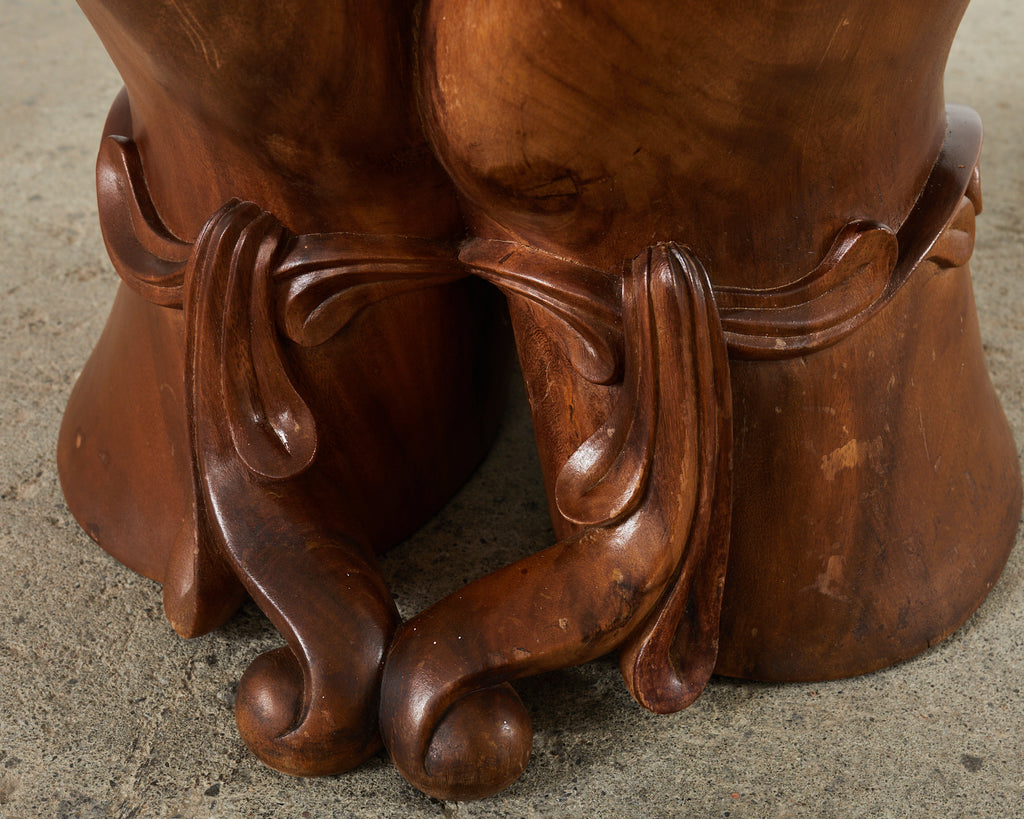 Pedro Friedeberg Style Two Hands Carved Walnut Drink Table