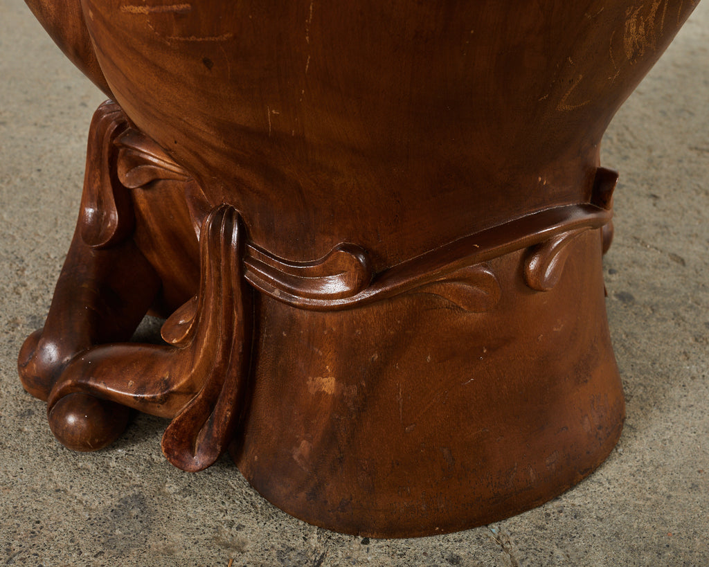 Pedro Friedeberg Style Two Hands Carved Walnut Drink Table