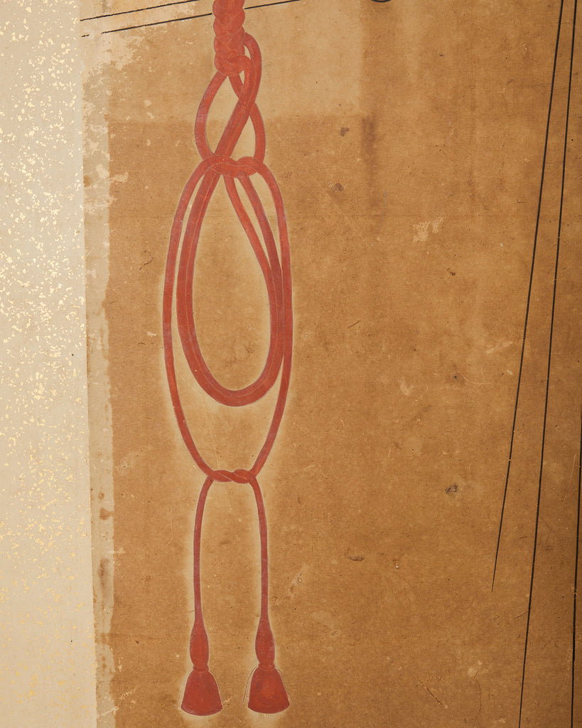 Japanese Edo Two Panel Screen Birds of Prey Hawks