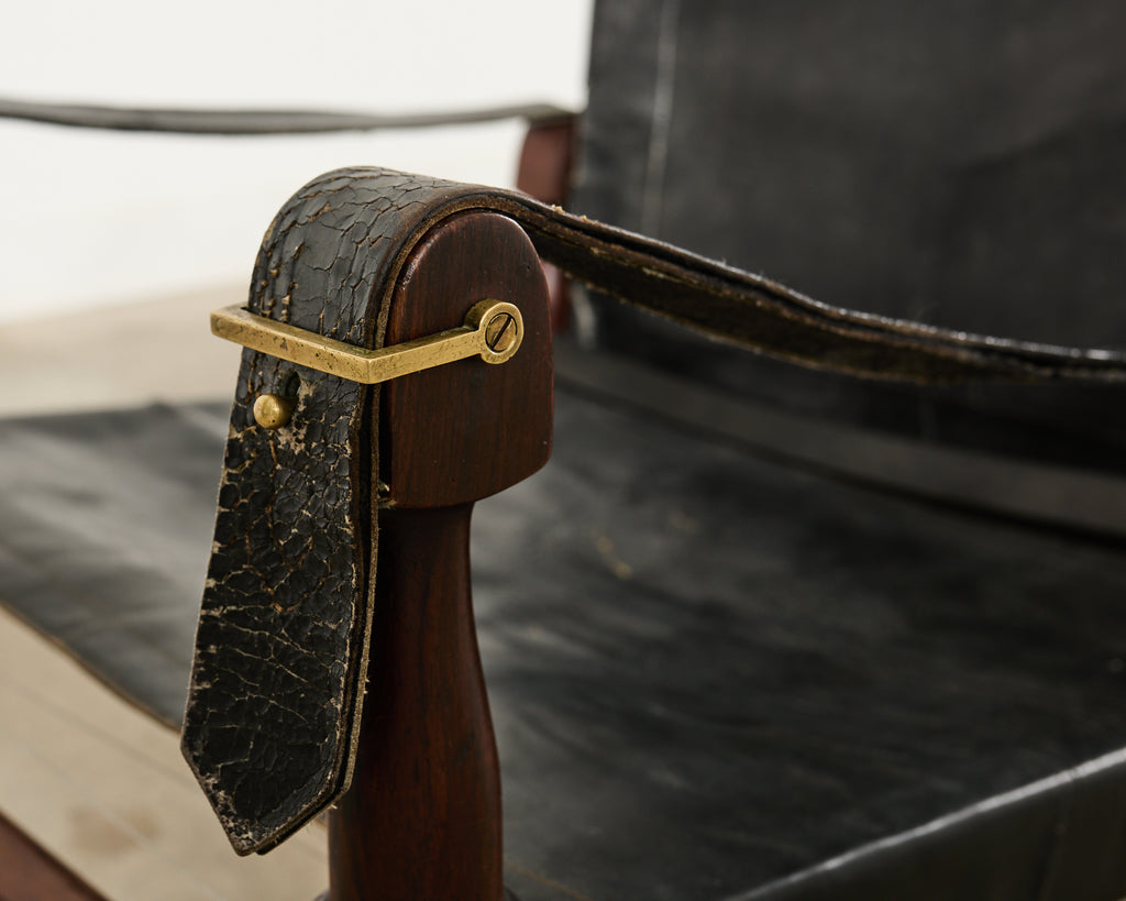 Pair of Hayat Bros. Leather Campaign Safari Chairs & Ottoman