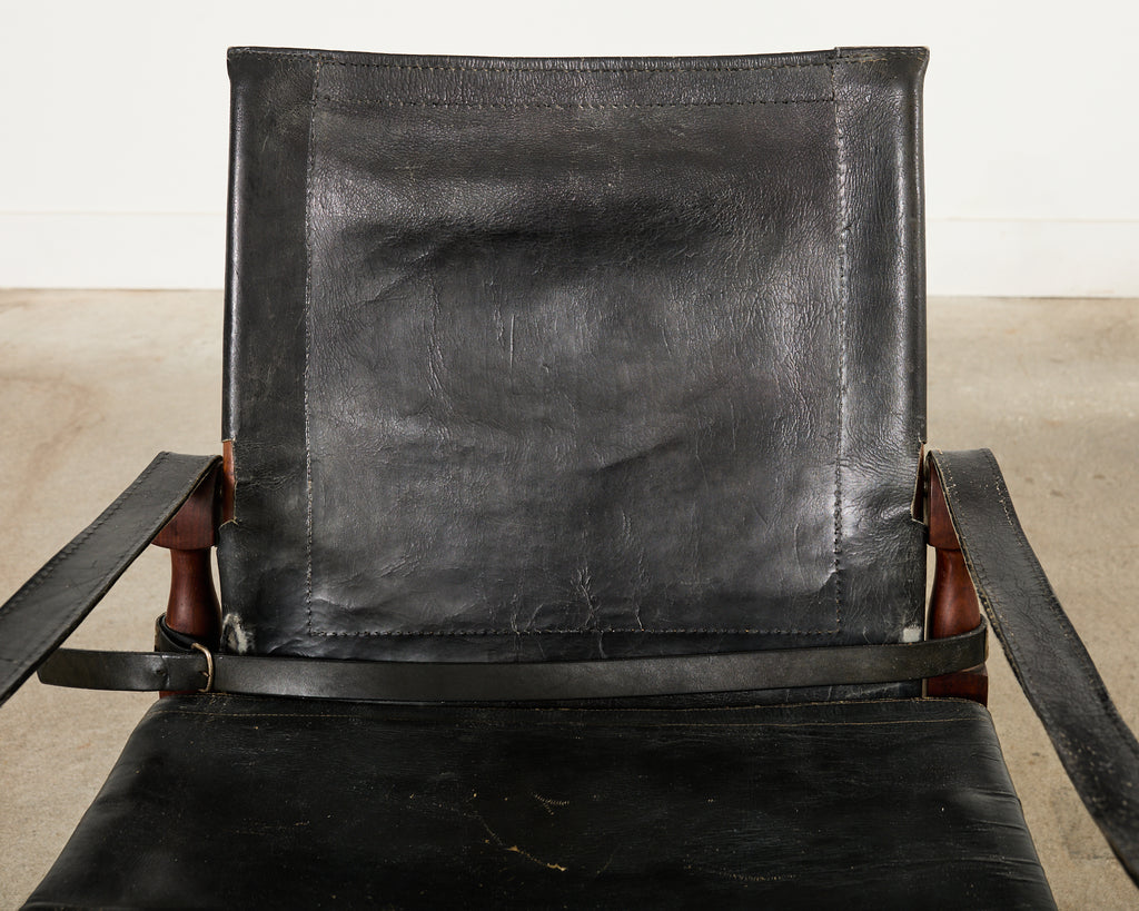 Pair of Hayat Bros. Leather Campaign Safari Chairs & Ottoman