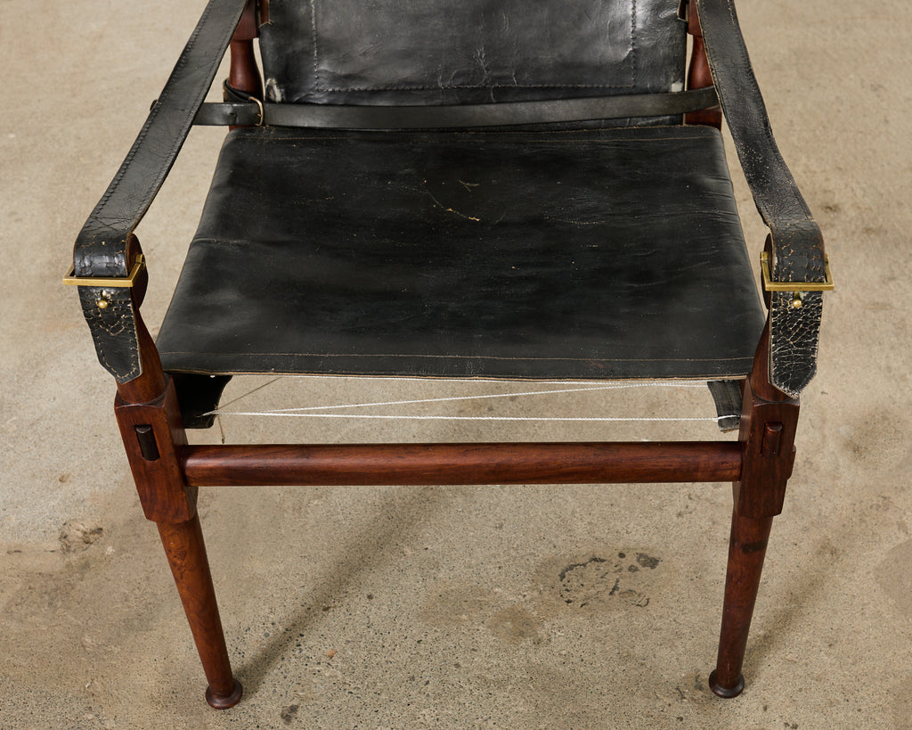 Pair of Hayat Bros. Leather Campaign Safari Chairs & Ottoman