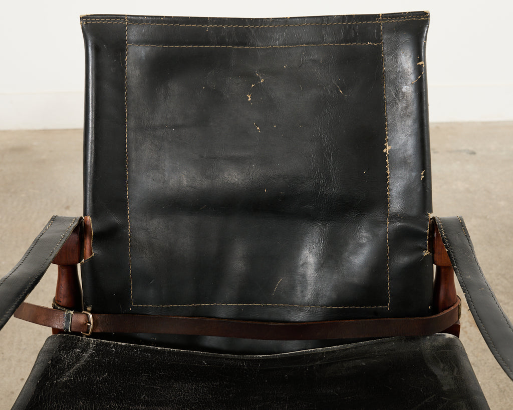 Pair of Hayat Bros. Leather Campaign Safari Chairs & Ottoman