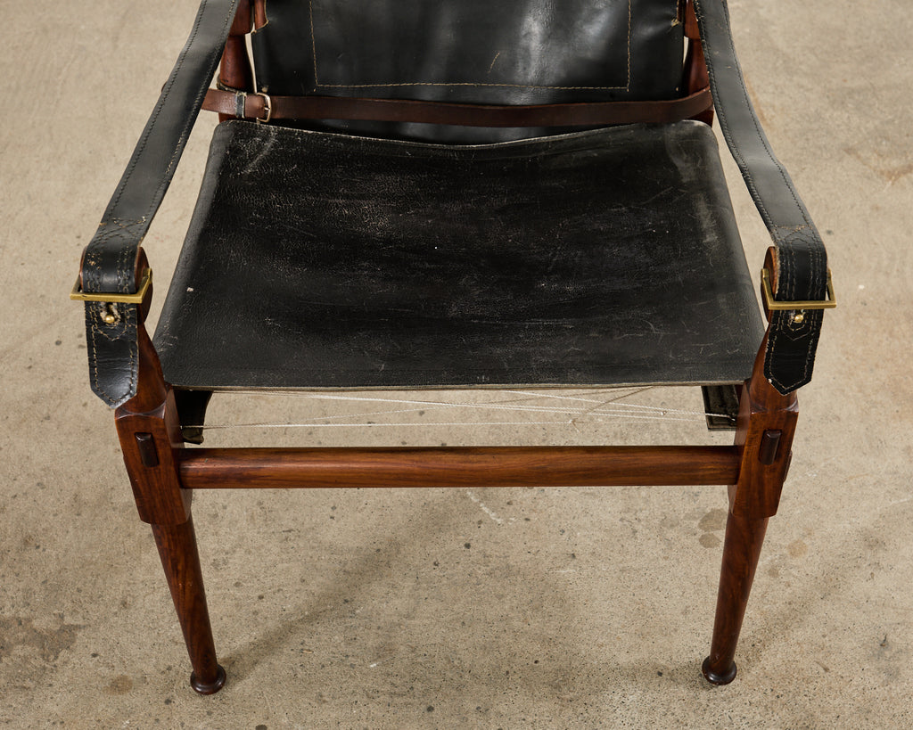 Pair of Hayat Bros. Leather Campaign Safari Chairs & Ottoman