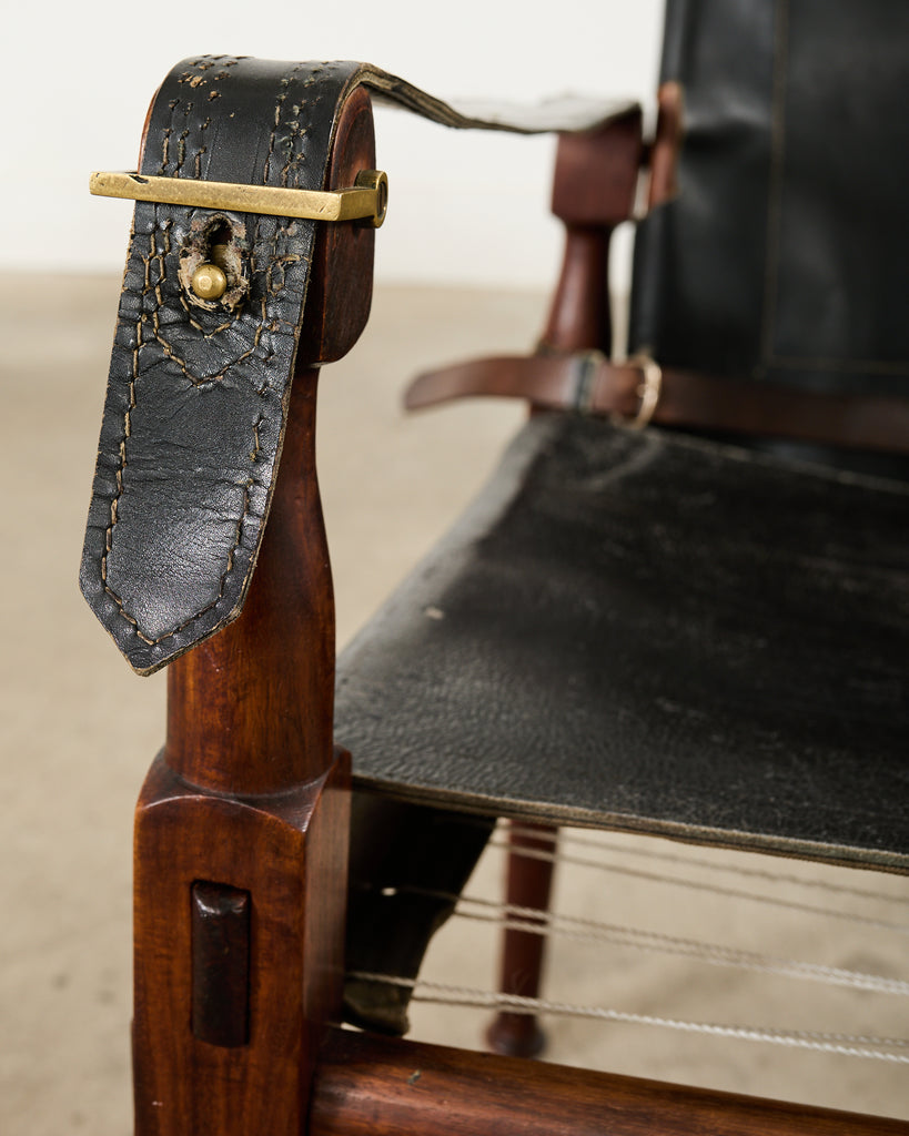 Pair of Hayat Bros. Leather Campaign Safari Chairs & Ottoman
