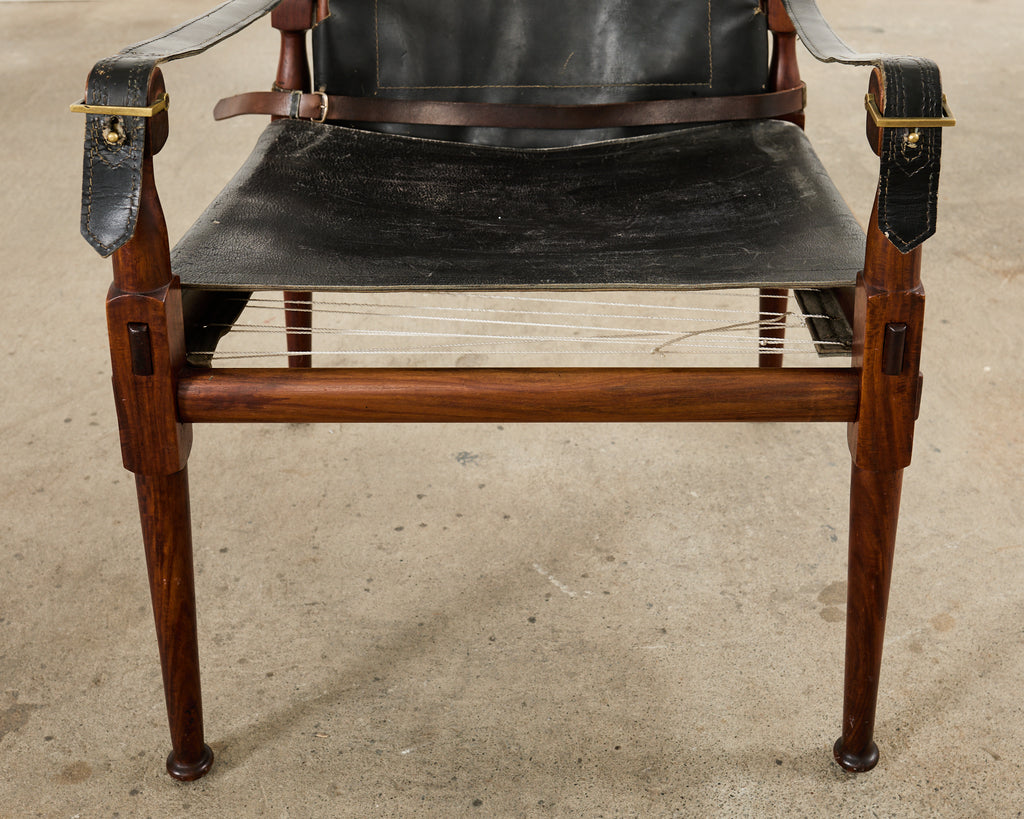 Pair of Hayat Bros. Leather Campaign Safari Chairs & Ottoman