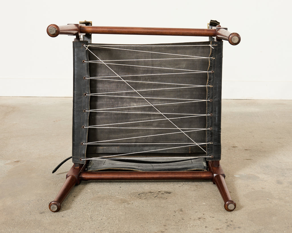 Pair of Hayat Bros. Leather Campaign Safari Chairs & Ottoman