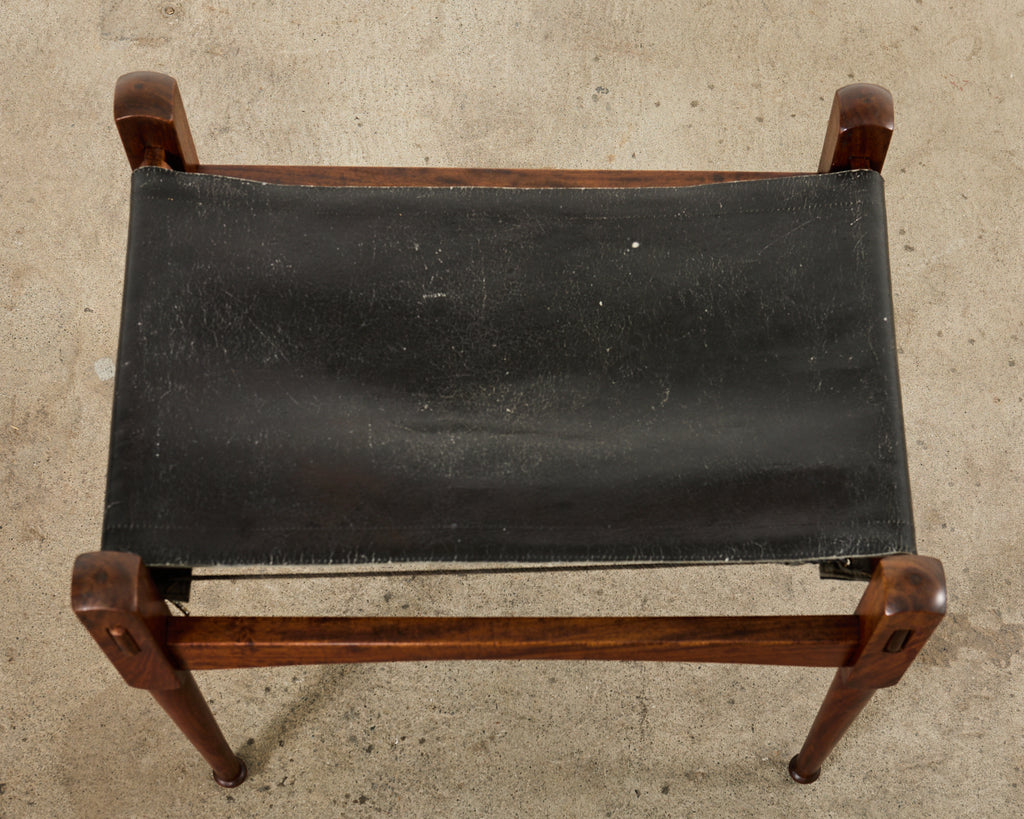 Pair of Hayat Bros. Leather Campaign Safari Chairs & Ottoman