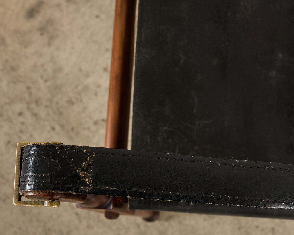 Pair of Hayat Bros. Leather Campaign Safari Chairs & Ottoman