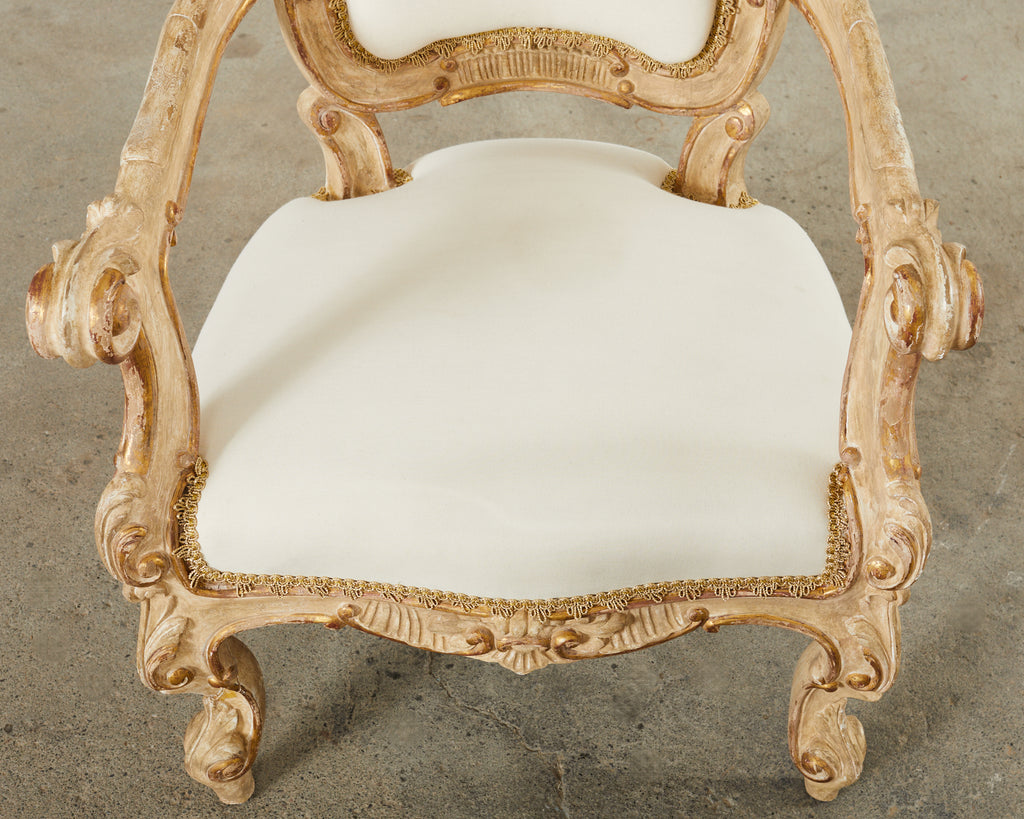 Hendrix Allardyce Italian Rococo Style Carved Library Armchair
