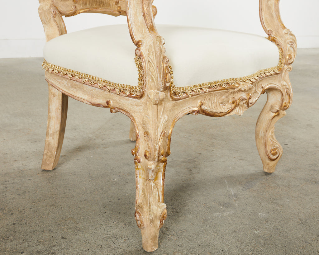 Hendrix Allardyce Italian Rococo Style Carved Library Armchair