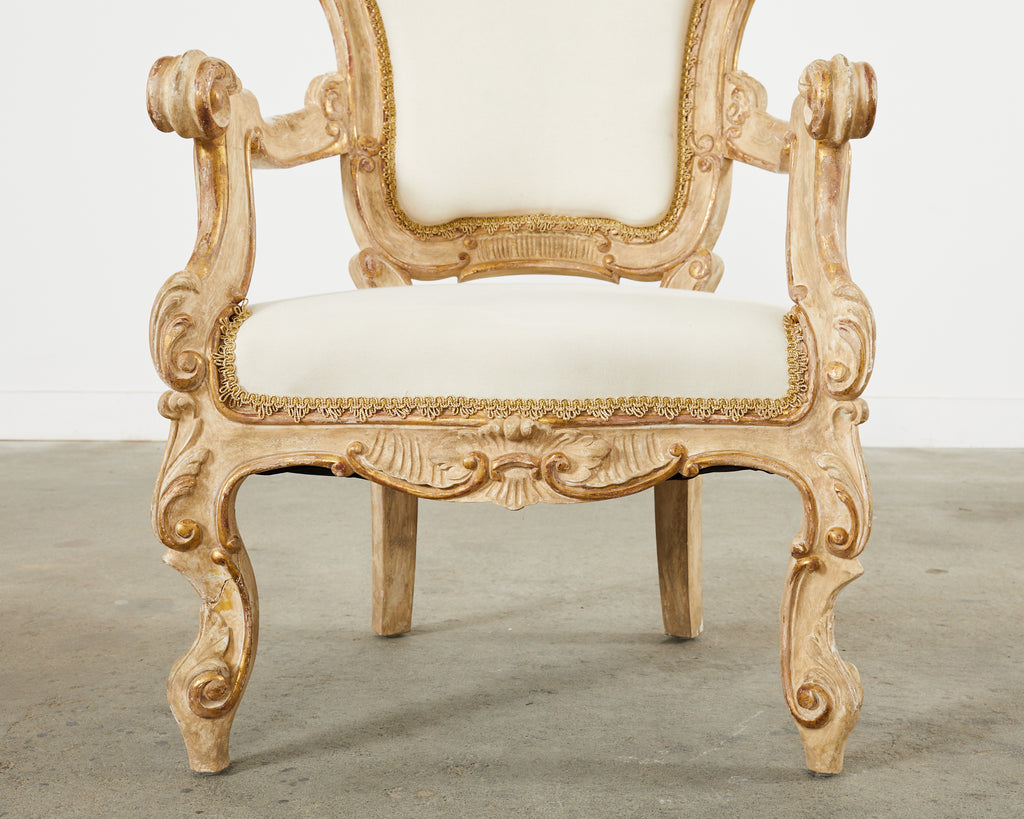 Hendrix Allardyce Italian Rococo Style Carved Library Armchair