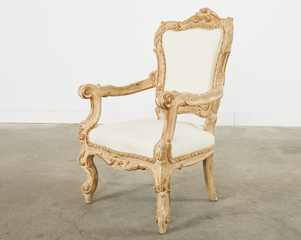 Hendrix Allardyce Italian Rococo Style Carved Library Armchair