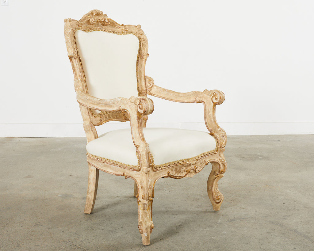 Hendrix Allardyce Italian Rococo Style Carved Library Armchair