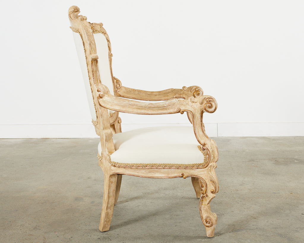 Hendrix Allardyce Italian Rococo Style Carved Library Armchair