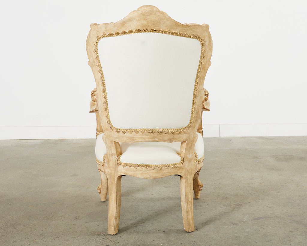 Hendrix Allardyce Italian Rococo Style Carved Library Armchair