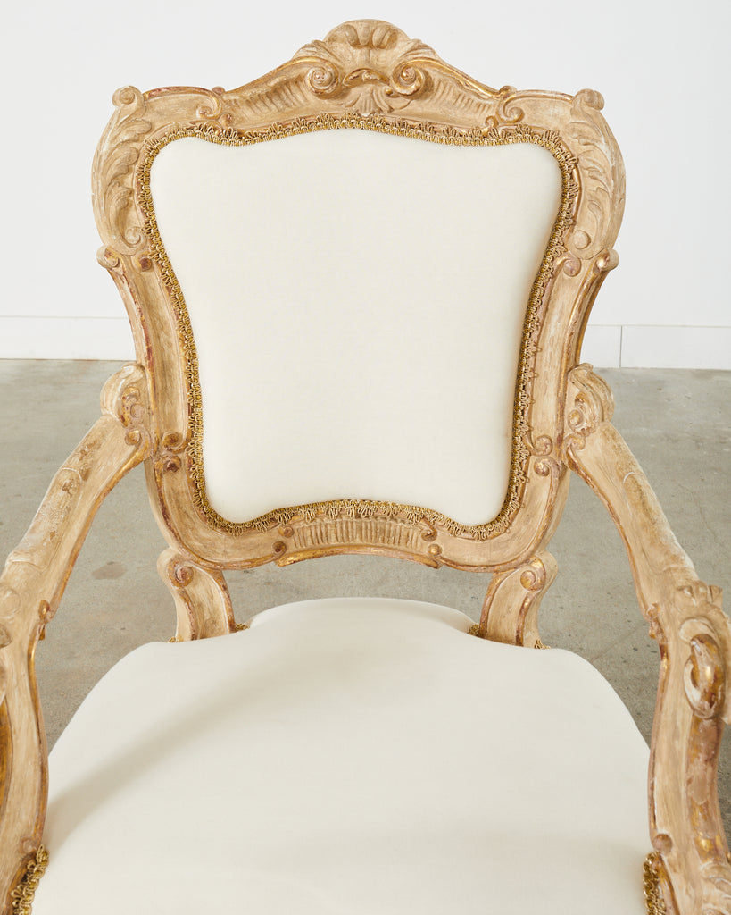 Hendrix Allardyce Italian Rococo Style Carved Library Armchair