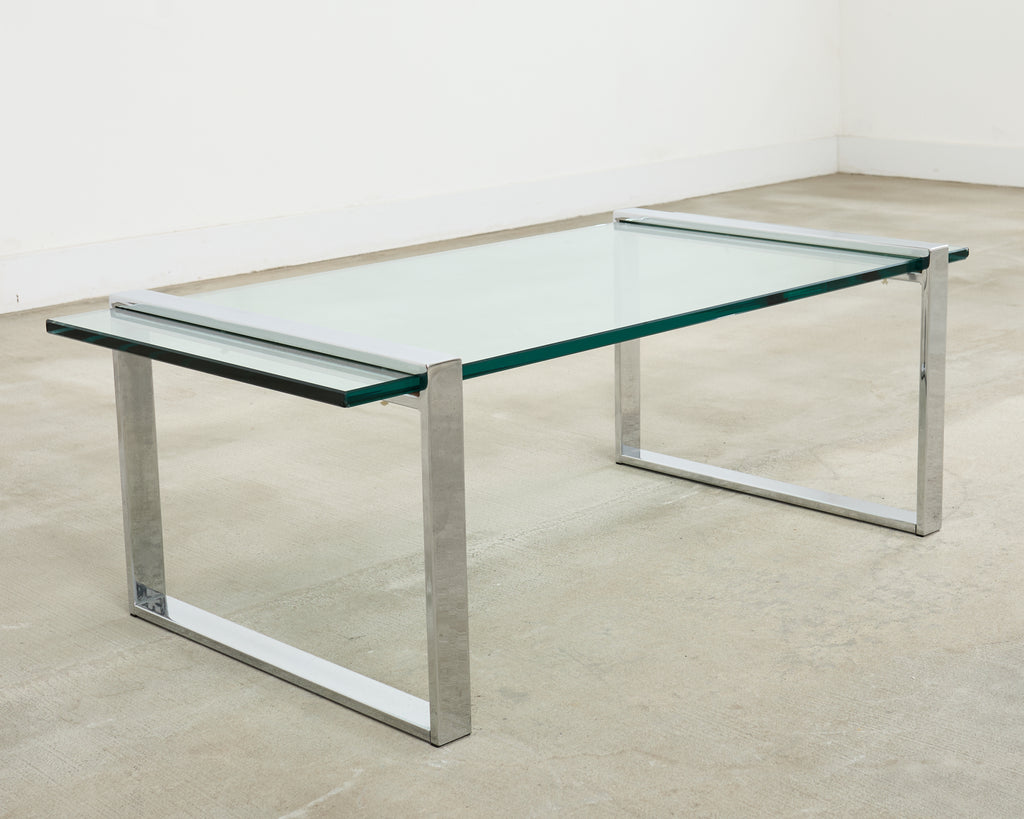 Charles Hollis Jones Chrome Glass "Box" Coffee Table