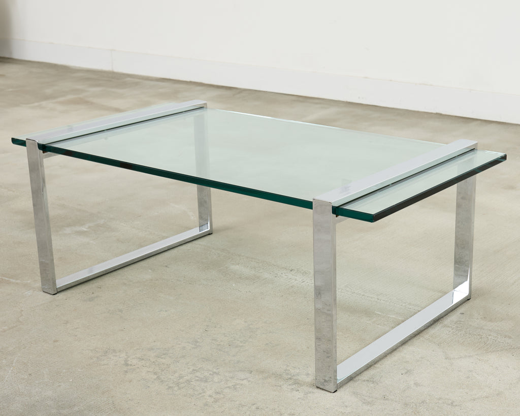 Charles Hollis Jones Chrome Glass "Box" Coffee Table
