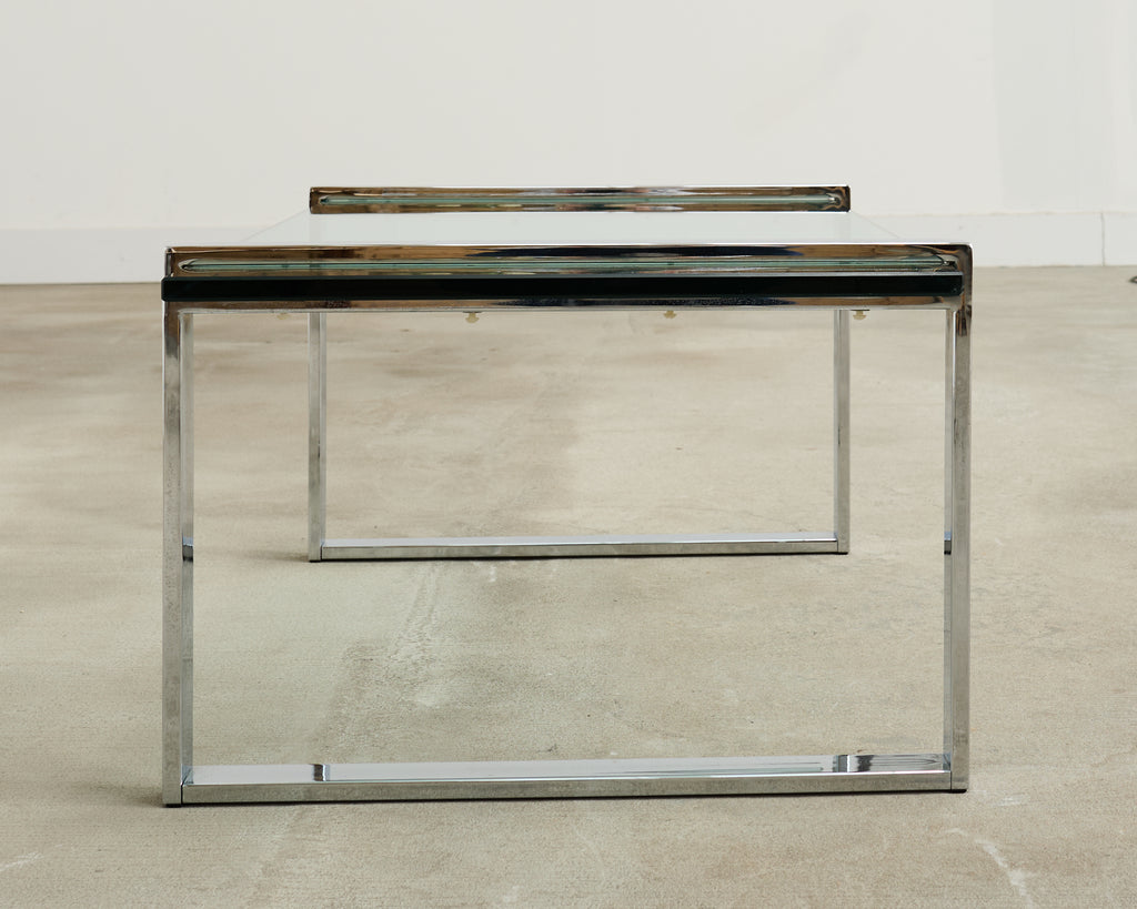 Charles Hollis Jones Chrome Glass "Box" Coffee Table
