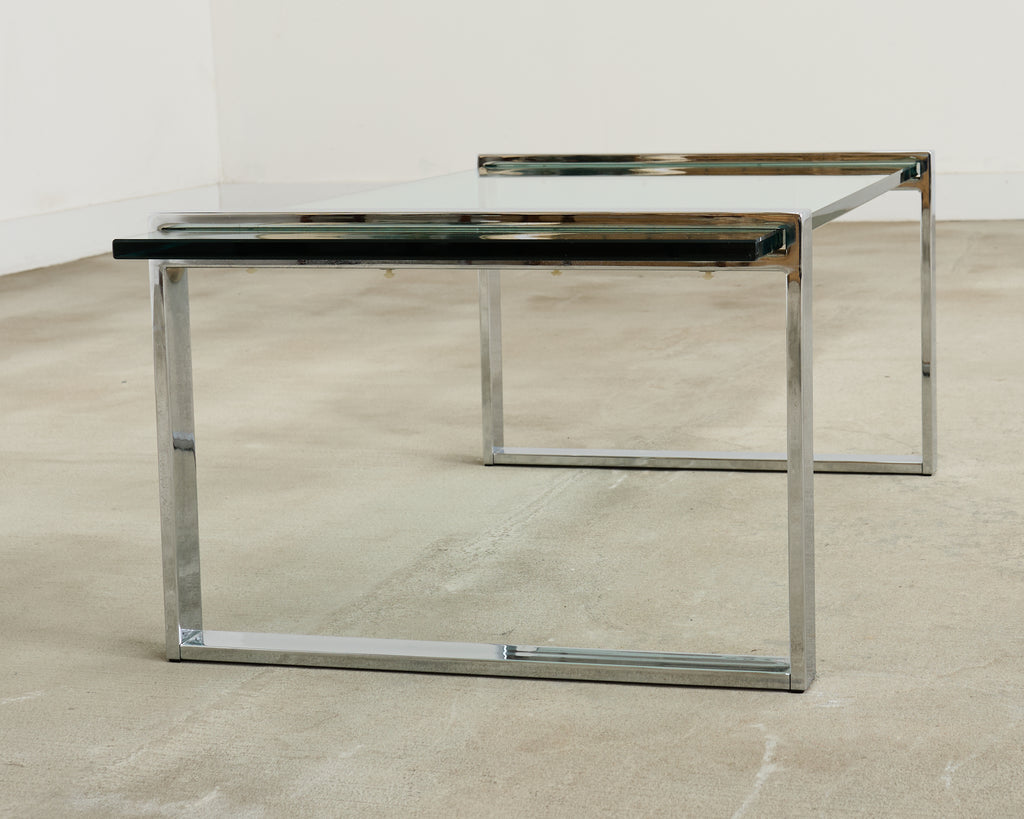 Charles Hollis Jones Chrome Glass "Box" Coffee Table