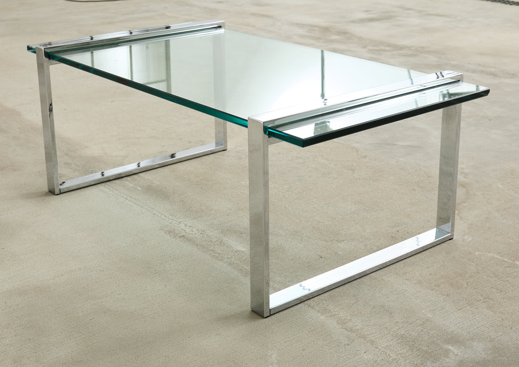 Charles Hollis Jones Chrome Glass "Box" Coffee Table
