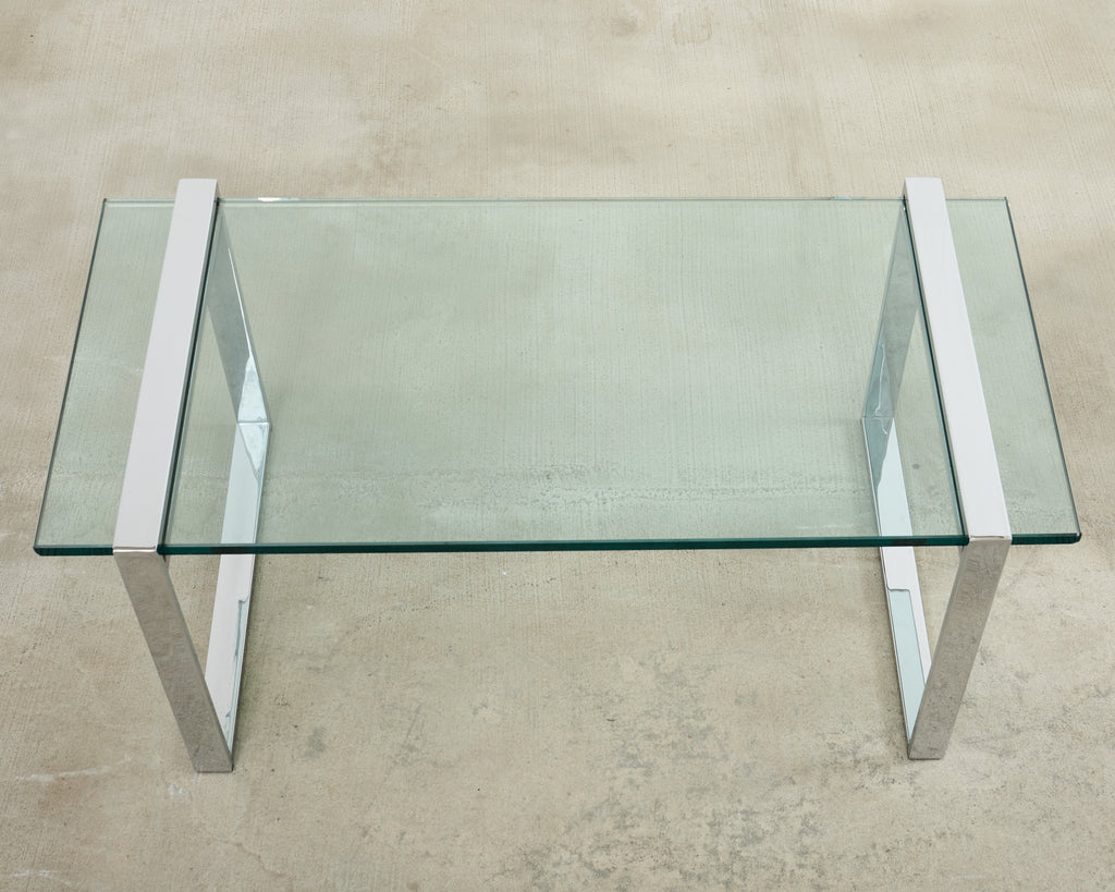 Charles Hollis Jones Chrome Glass "Box" Coffee Table