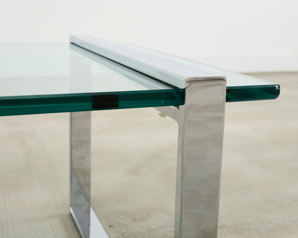 Charles Hollis Jones Chrome Glass "Box" Coffee Table